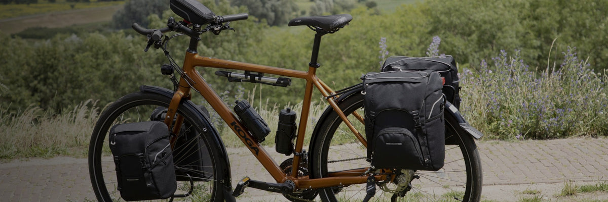 Vélo équipé de sacoches New Looxs Sports dans la campagne néerlandaise