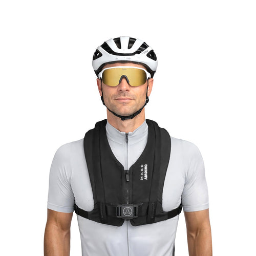 Airbag vélo MASE Airding Compact AirRide porté de face