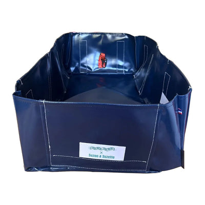 Bac arrière vélo longtail Suzon & Suzette - Bacatail 70 L – Bleu – le bac deploye