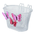 Panier vélo enfant Basil Jasmin – Blanc Butterfly – le panier enfant Basil Jasmin Butterfly blanc a papillons roses