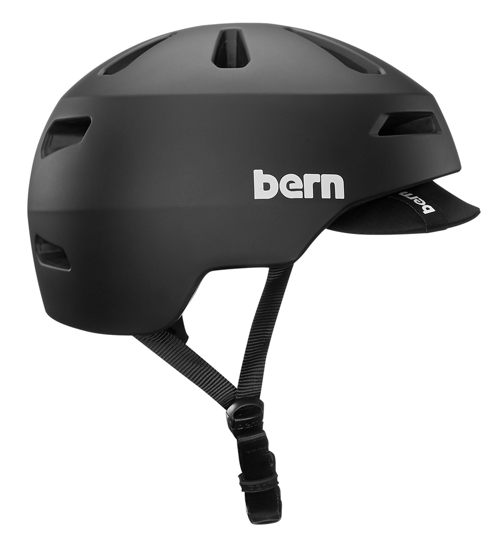 Casque velo Bern Brentwood 2.0 noir mat de profil avec sa visiere