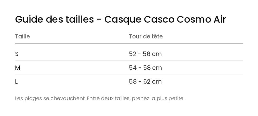 Guide des tailles - Casque Casco Cosmo Air