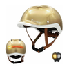 Casque Overade Life Pure Gold de trois quarts et de face avec sa telecommande
