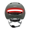 Casque connecté Unit 1 NEON Mips, coloris Pine Green, vue arrière, feu allumé