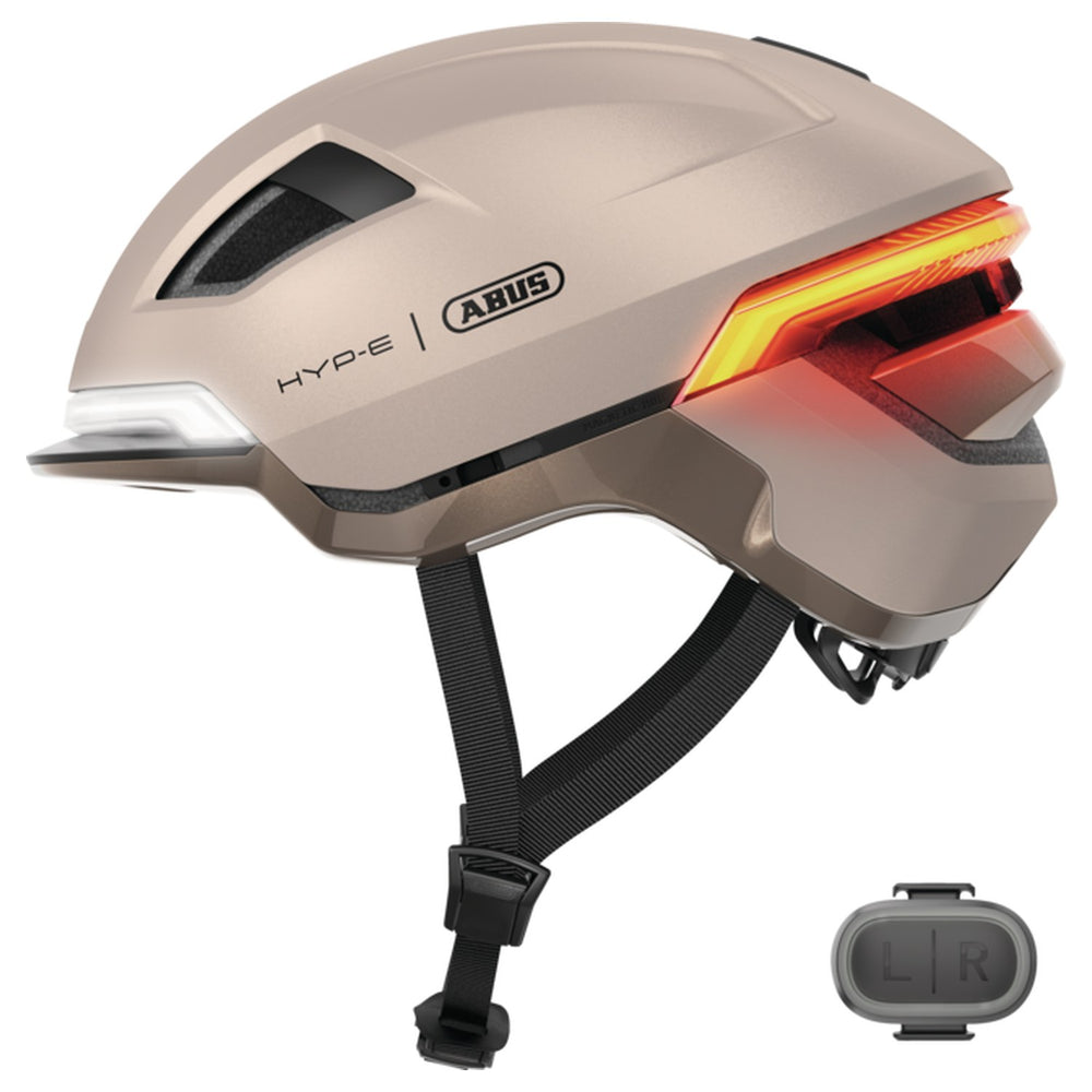 Casque vélo Abus HYP-E coloris Champagne Gold - vue profil télécommande