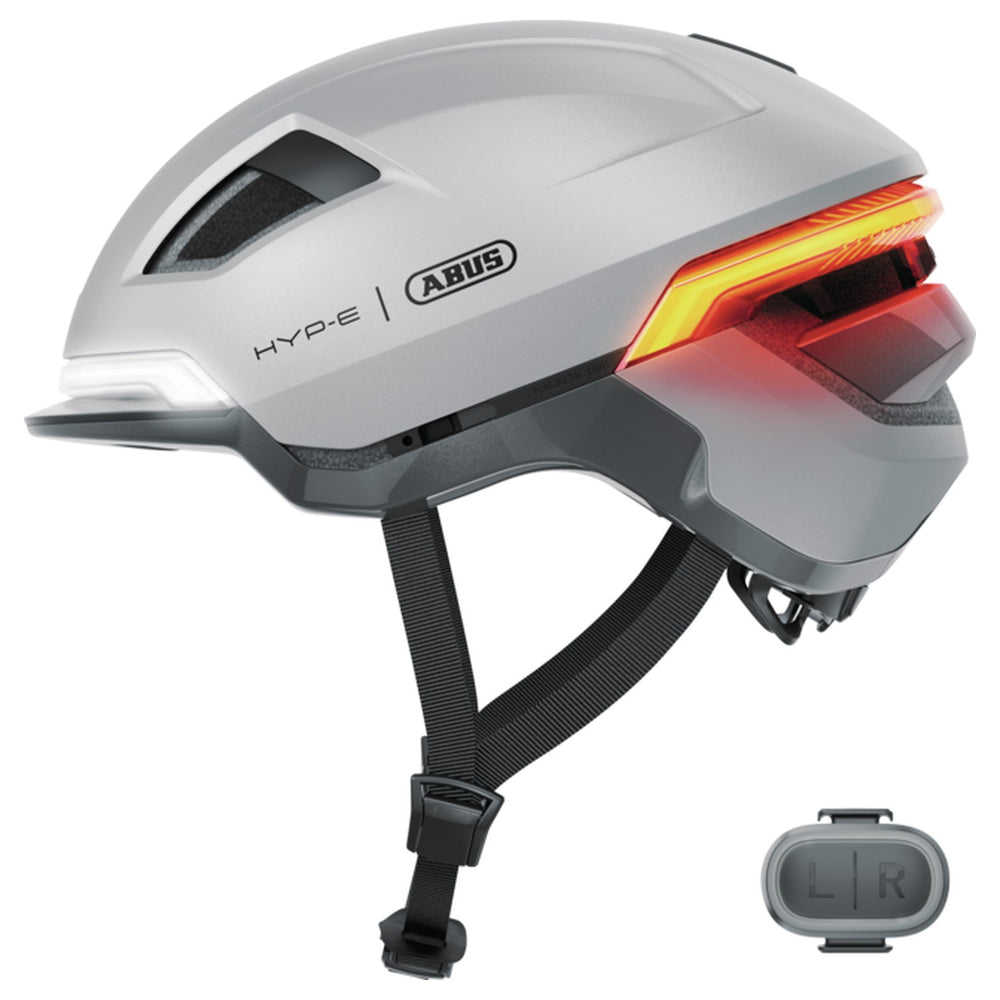 Casque vélo Abus HYP-E coloris Gleam Silver - vue profil télécommande