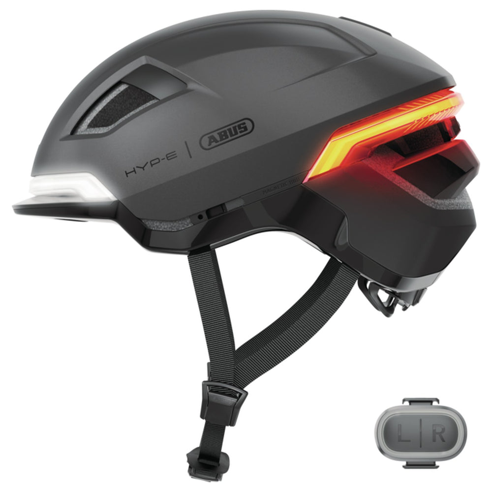 Casque vélo Abus HYP-E coloris Volcano Titan - vue profil télécommande