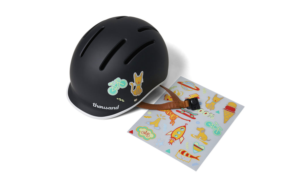 Casque vélo Enfant Thousand Junior Carbon Black stickers 