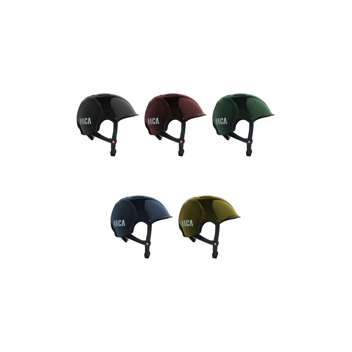 Les cinq coloris du casque vélo NACA Carbone Candy
