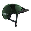 Casque vélo NACA Carbone Candy vert, vue de profil avec visière