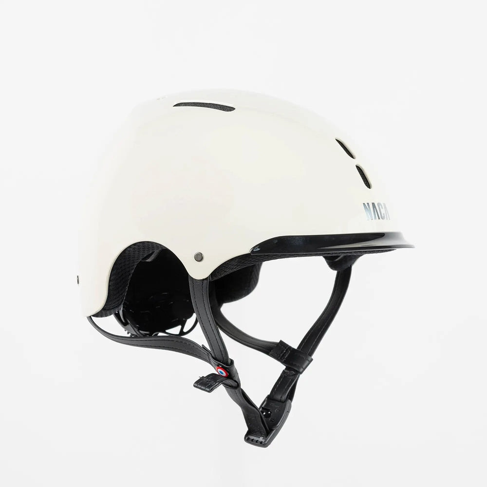 Casque vélo NACA Durgiten LED beige, vue de trois quarts