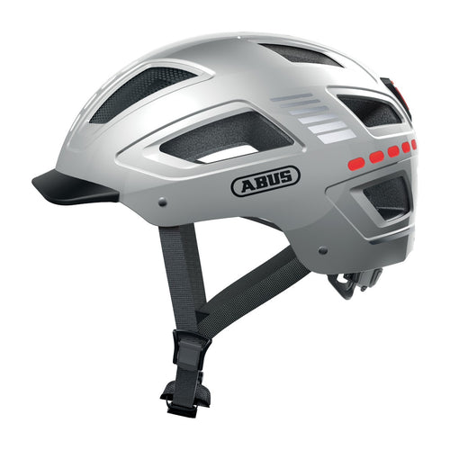 Casque vélo urbain Abus Hyban 2.0 LED Signal Silver