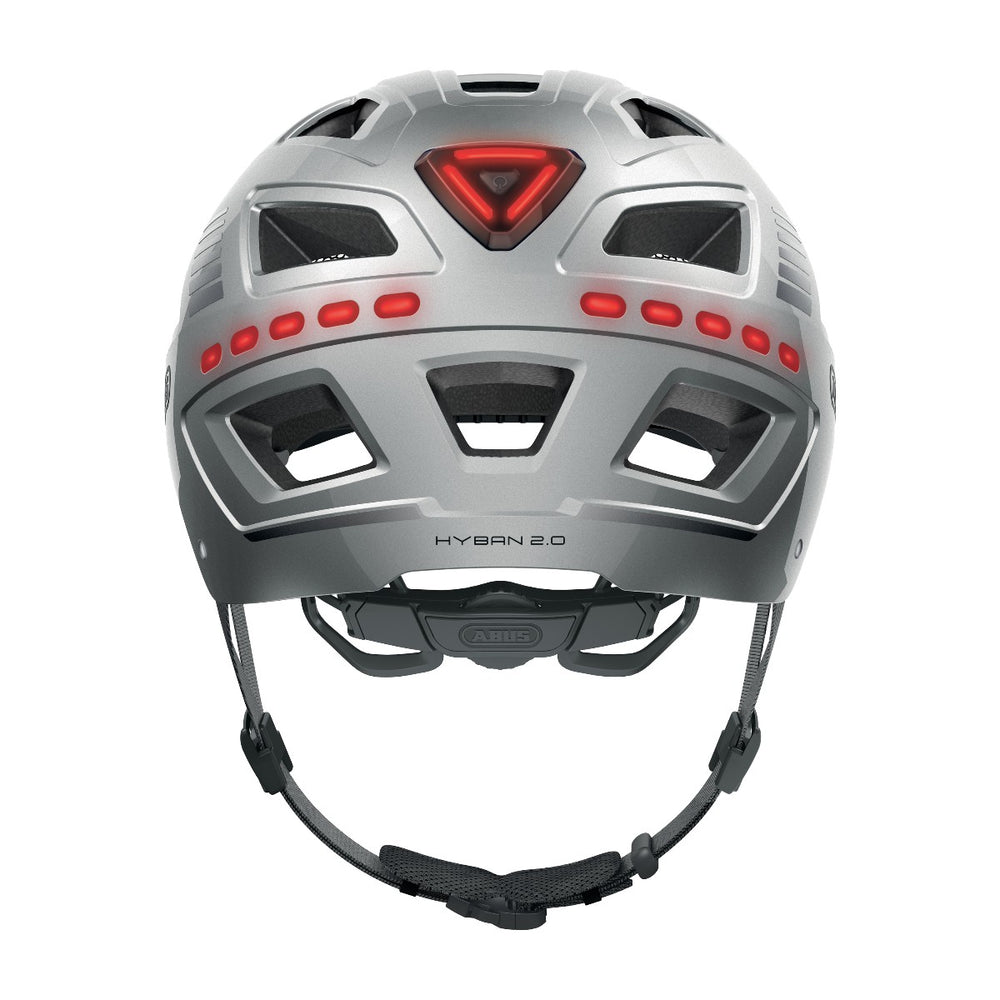 Casque vélo urbain Abus Hyban 2.0 LED Signal Silver