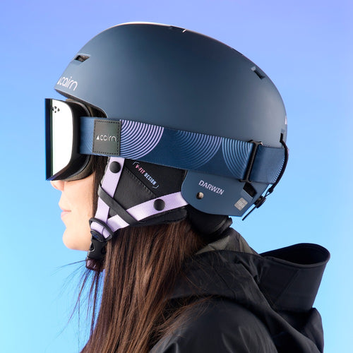 Casque Cairn Darwin double norme ski et vélo porté avec un masque
