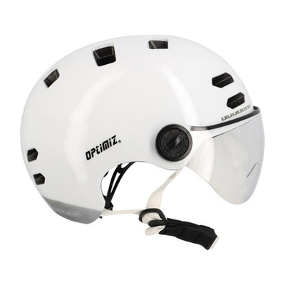 Casque vélo urbain Optimiz O394 à clignotants - Blanc Brillant