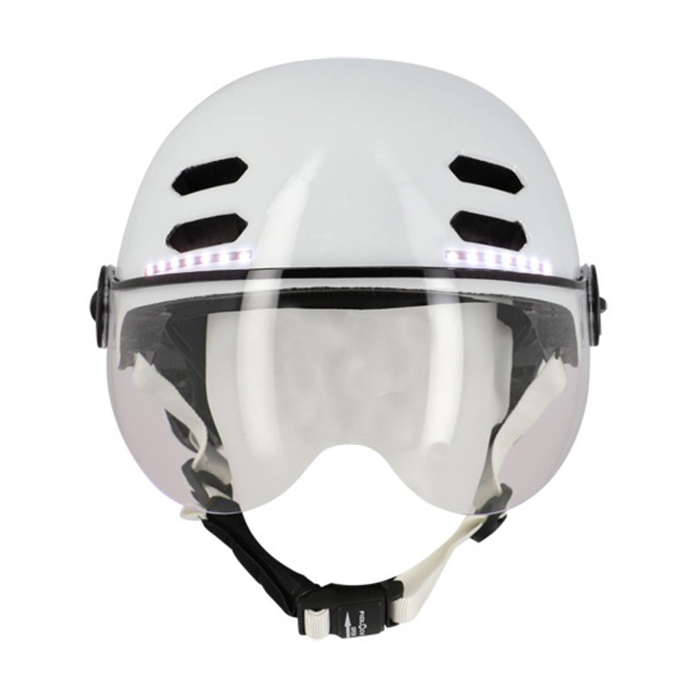 Casque vélo urbain Optimiz O394 à clignotants - Blanc Brillant