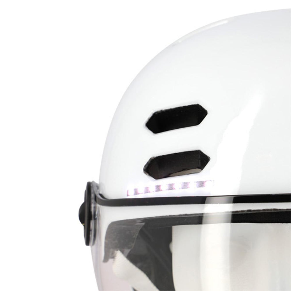 Casque vélo urbain Optimiz O394 à clignotants - Blanc Brillant