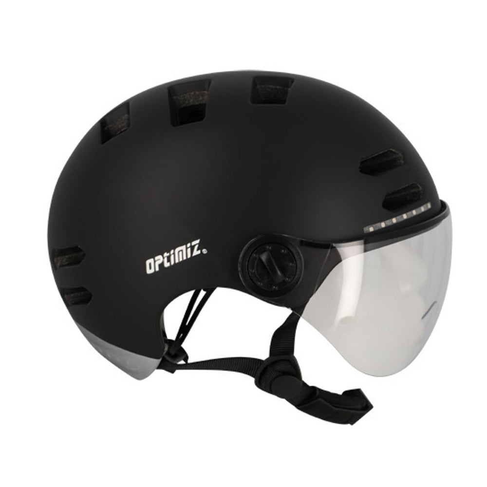 Casque vélo urbain Optimiz O394 à clignotants - Noir Mat