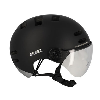 Casque vélo urbain Optimiz O394 à clignotants - Noir Mat
