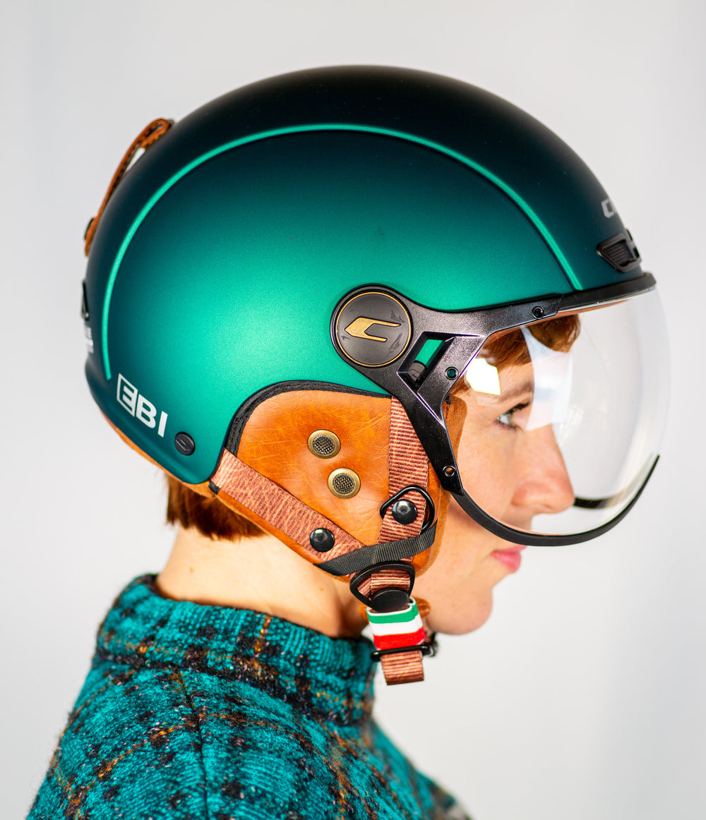 Casque Ski / Vélo CGM Ebi Vert Satiné XS (53-54 Cm) - Double Certification Ski EN1077 & Vélo EN1078 - Visière Profilée Amovible