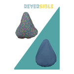 Couvre-Selle Suzon et Suzette Bicolore - Éléonore – Bleu Marine / Tétris – les deux faces du couvre-selle