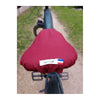 Couvre-Selle Suzon et Suzette Bicolore - Éléonore – Bordeaux / Safari – face bordeaux montee sur la selle