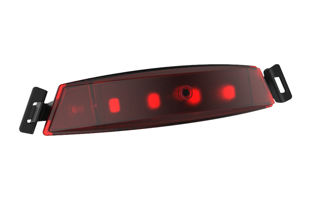 Éclairage arrière de casque vélo Bern Click-Mount allumé, 5 LED rouges