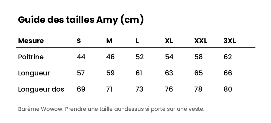 gilet reflechissant femme wowow amy guide des tailles