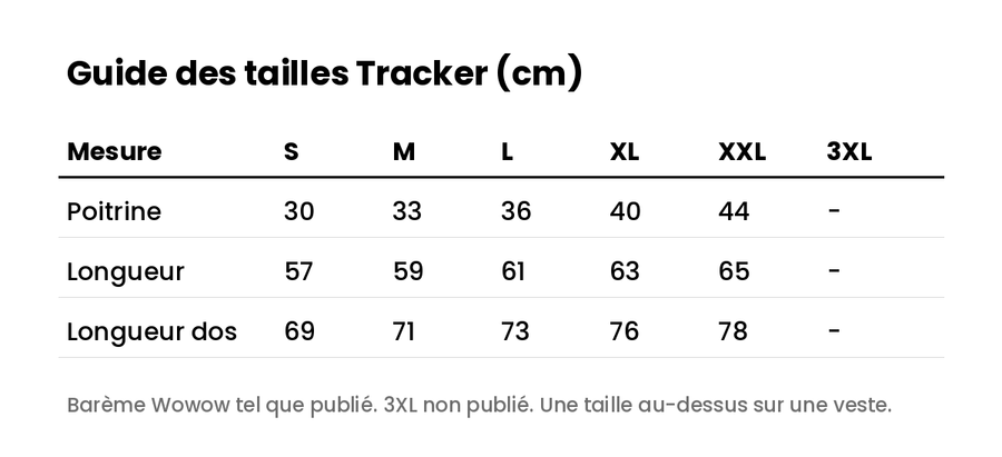 gilet reflechissant respirant wowow tracker guide des tailles
