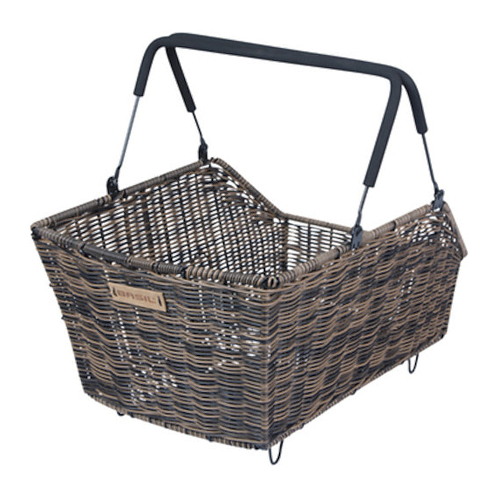 Panier arrière vélo Basil Cento Rattan Look Multi System NX 22 L coloris Nature Brown – dessous du panier et rails NX