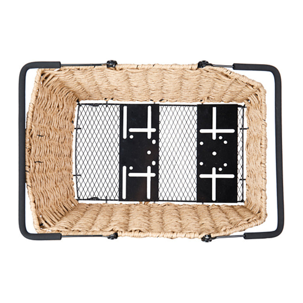 Panier arrière vélo Basil Cento Rattan Look Multi System NX 22 L coloris Seagrass – dessous du panier et rails NX