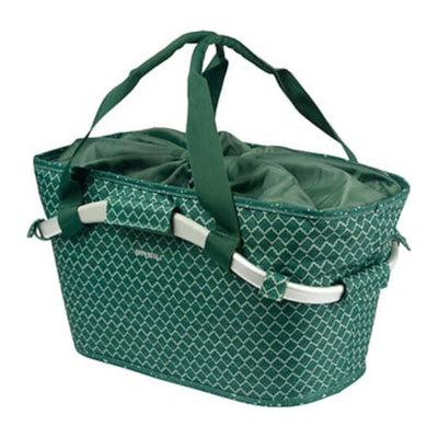 Panier arrière vélo Basil Flair Carry All MIK 22 L coloris Vert – vue trois quarts anses relevees