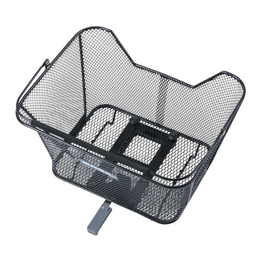 Panier arrière vélo Basil Lesto MIK 20 L coloris Noir – interieur du panier et echancrure de selle