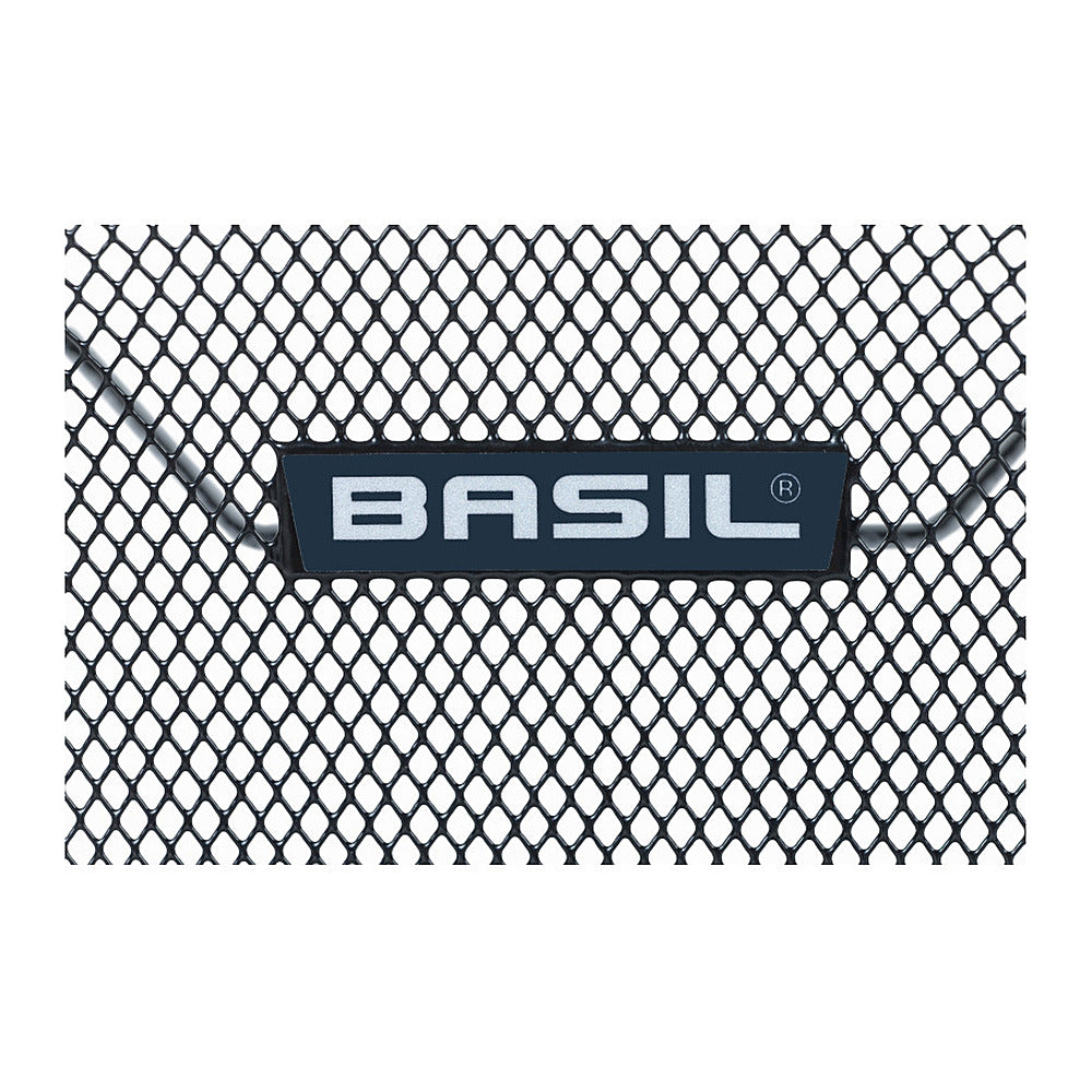 Panier arrière vélo Basil Lesto MIK 20 L coloris Noir – detail de la maille fine en acier