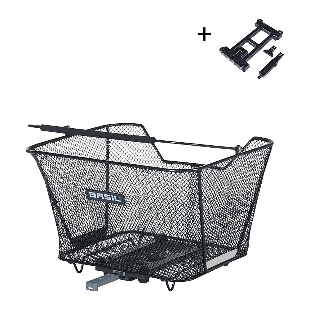 Panier arrière vélo Basil Lesto MIK 20 L coloris Noir – panier et plaque MIK 2.0 fournie