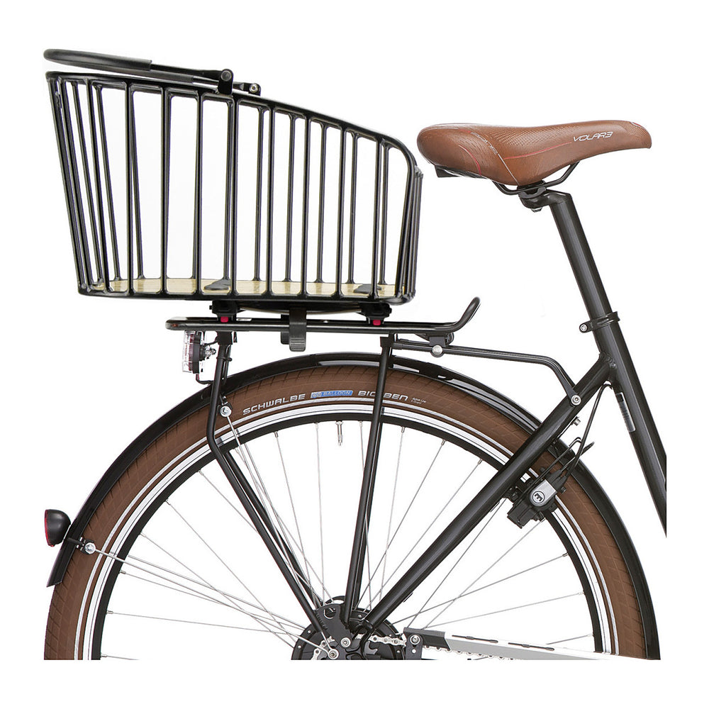 Panier arrière vélo KlickFix Aluminio GT 21 L – Fixation KorbKlip 2 – le panier monte sur un porte-bagages