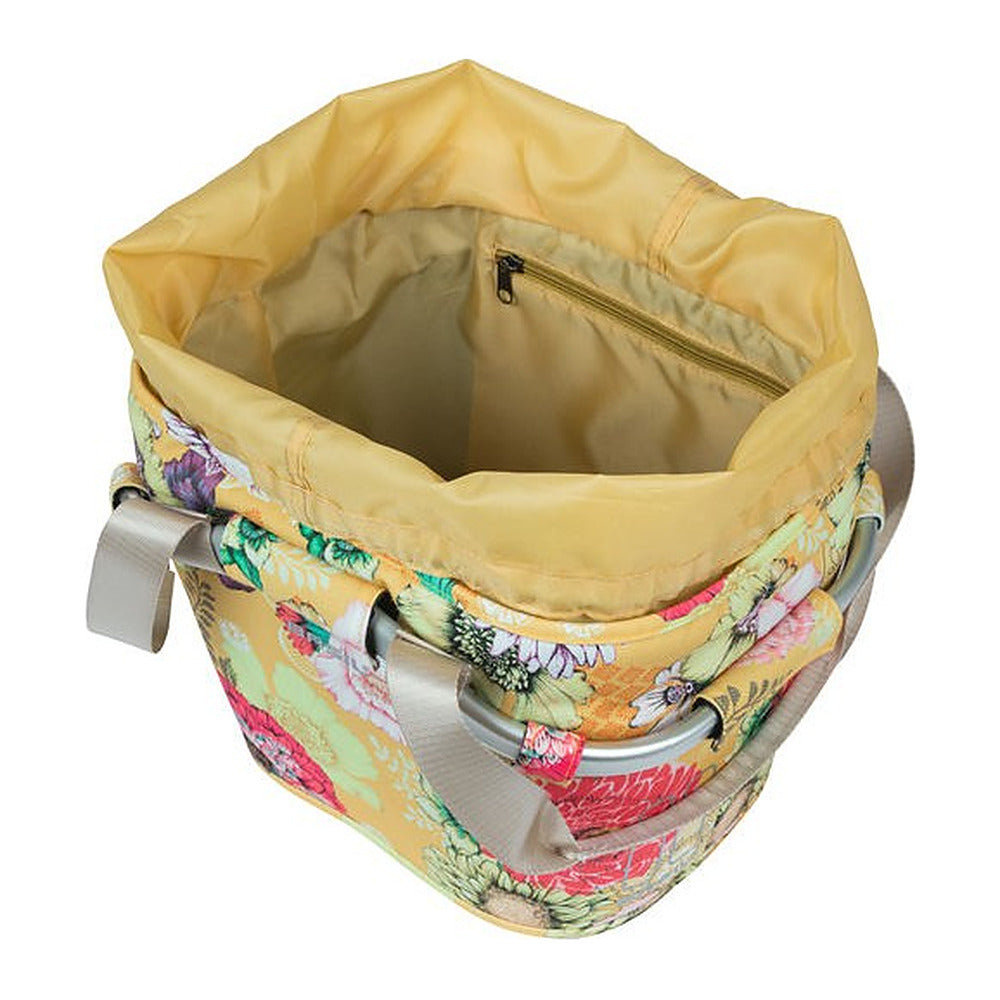 Panier avant vélo Basil Bloom Field Carry All KF 15 L coloris Jaune – interieur et cordon de serrage
