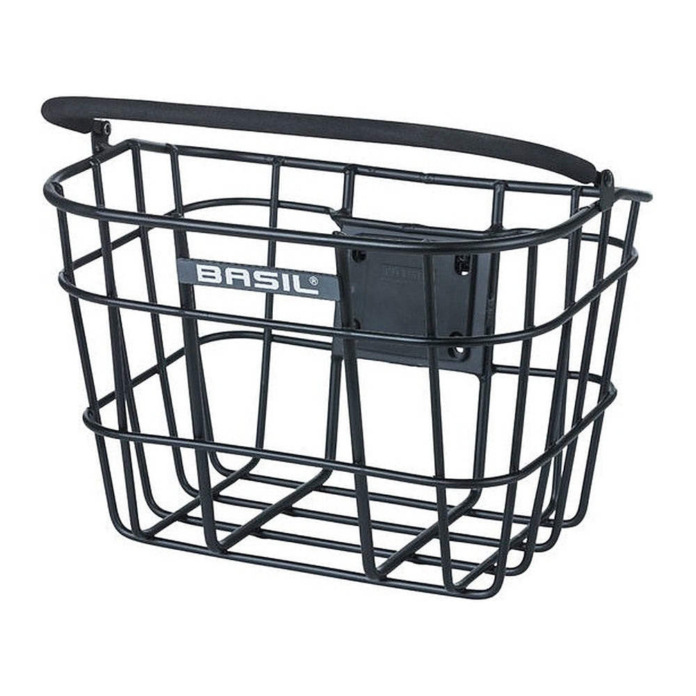 Panier avant vélo Basil Bremen Alu KF coloris Noir – vue trois quarts