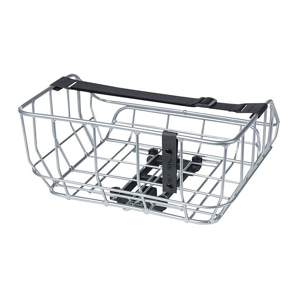 Panier avant vélo Basil Portland 25 L coloris Chrome – detail du cadre metallique