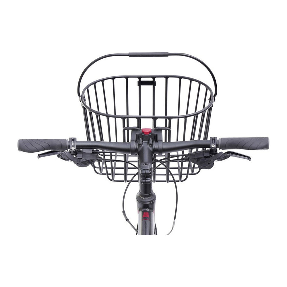 Panier avant vélo KlickFix Aluminio 16 L – Noir – le panier en place sur le guidon