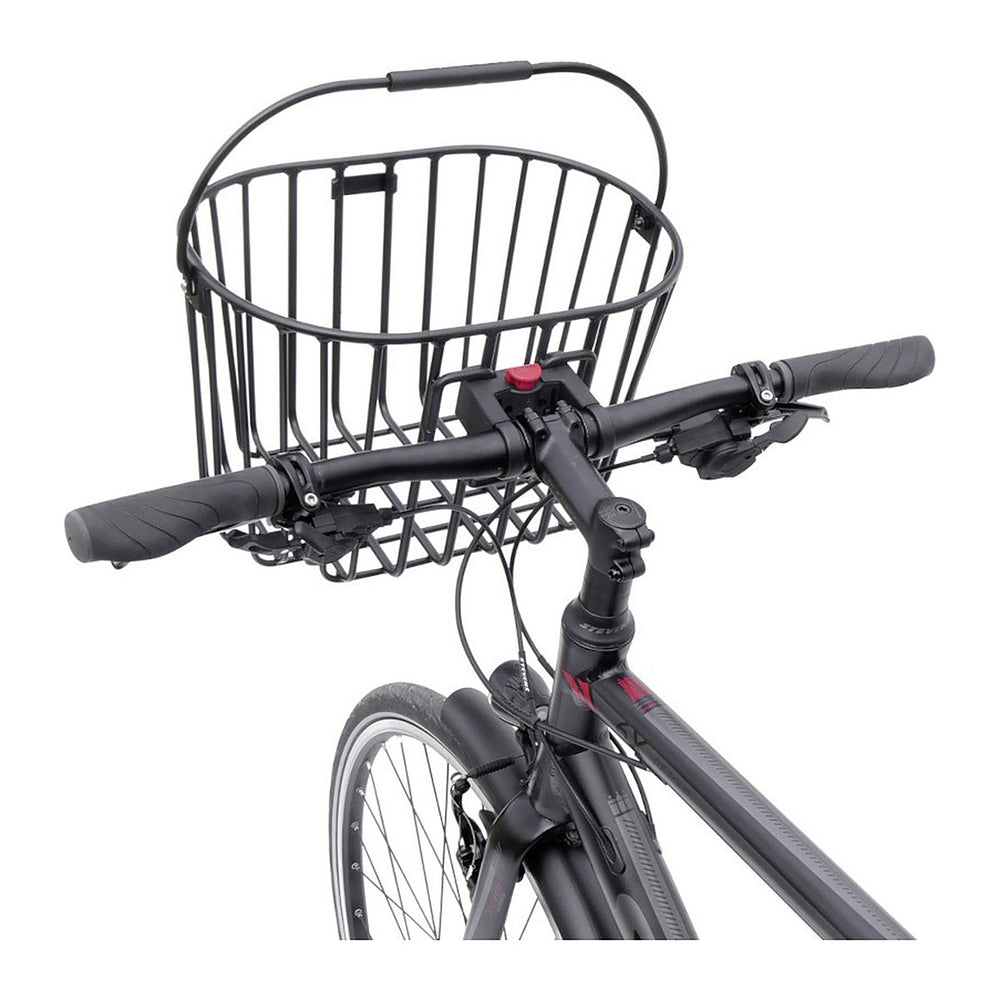 Panier avant vélo KlickFix Aluminio 16 L – Noir – le panier monte sur un velo de ville
