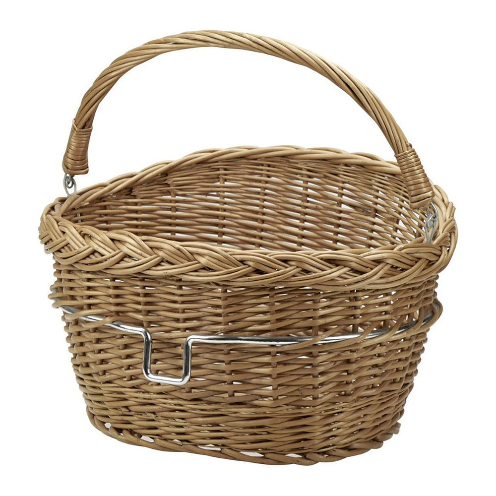 Panier avant vélo en osier KlickFix Wicker Basket – 18 L – le panier en osier vu de trois quarts