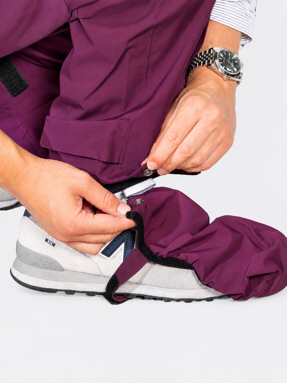 Pantalon de pluie Hello Rain Storm 20K Burgundy, fixation du couvre-chaussure Click