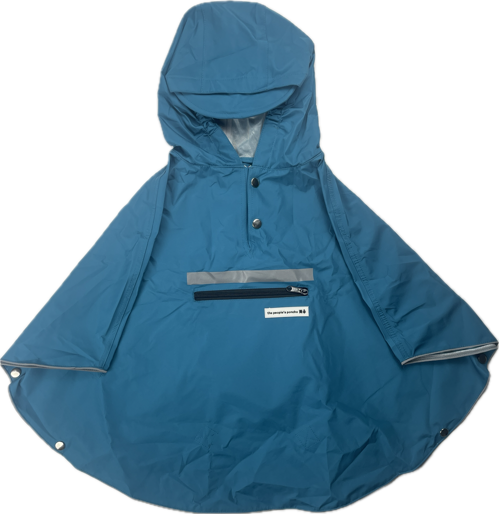 Poncho de pluie vélo enfant The Peoples Poncho Hardy – bleu – vue de face