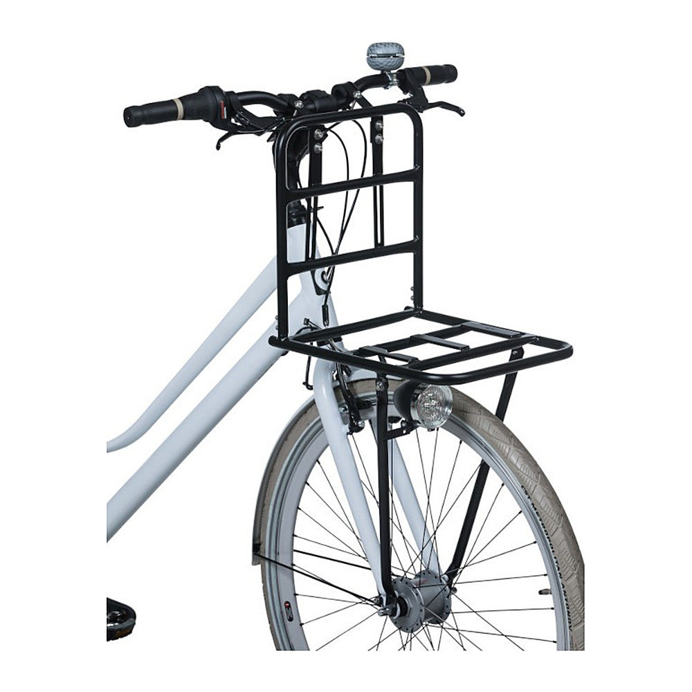 Porte-bagages avant vélo Basil Front Carrier L MIK coloris Noir – crochets de cintre et pattes de fixation