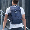 Sac à dos urbain connecté Unit 1 TORCH Backpack, coloris Misty Blue, porté, vue de dos