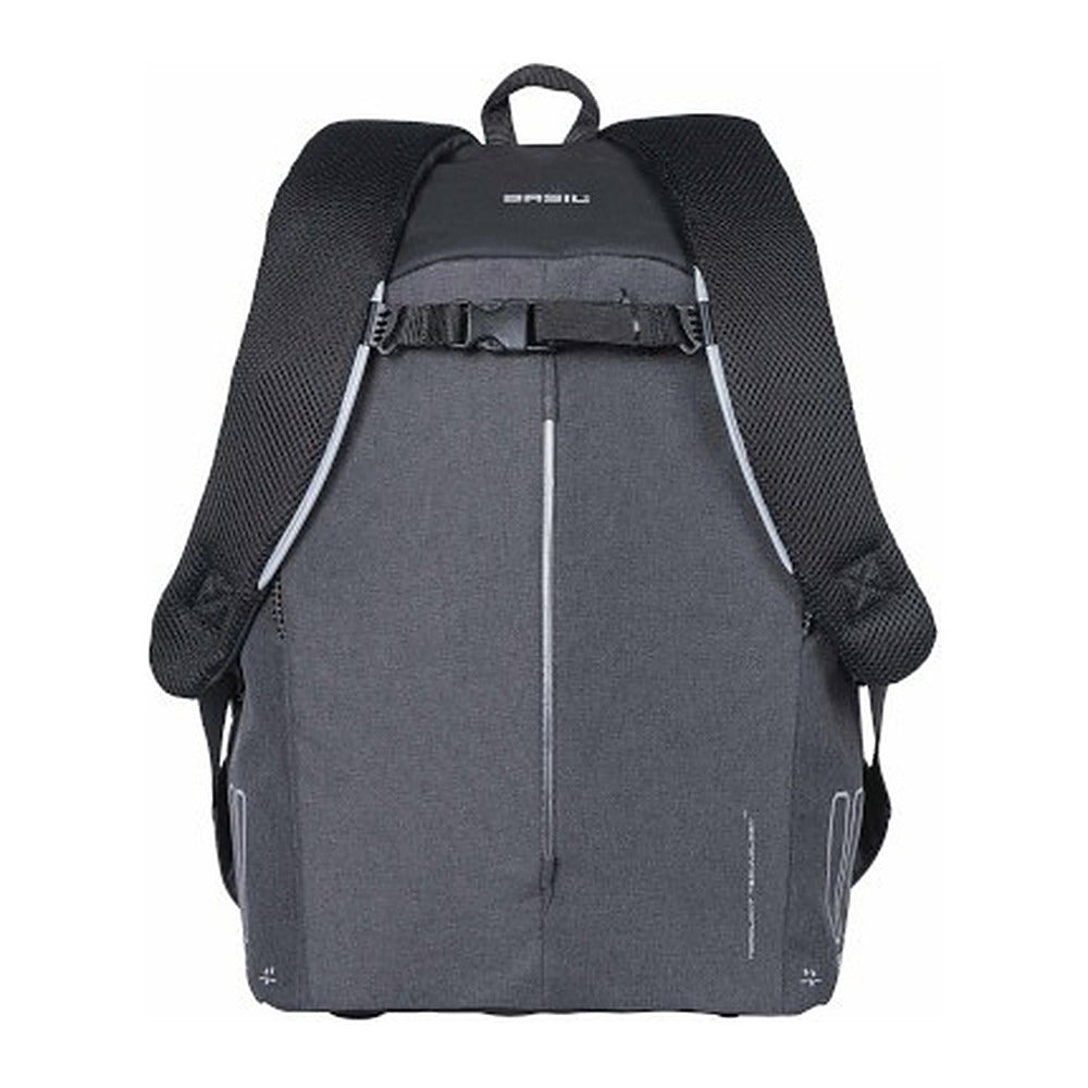 Sac à dos vélo Basil B-Safe Nordlicht 13 L coloris Noir Graphite – dos galbe et bretelles rembourrees