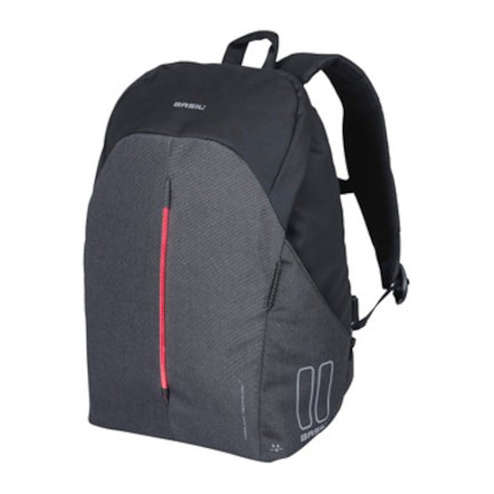 Sac à dos vélo Basil B-Safe Nordlicht 13 L coloris Noir Graphite – vue de face, bande LED