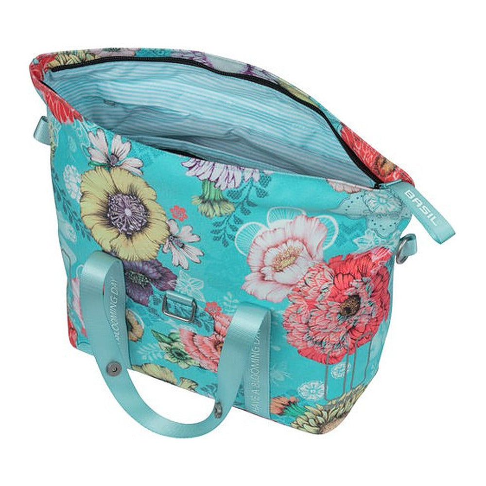 Sac à main vélo Basil Bloom Field MIK 11 L coloris Bleu – interieur du sac ouvert