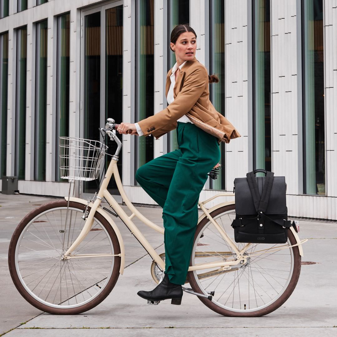 Sac De Guidon Vélo Vintage En Cuir PU - Sac Banane Ou Sac Avant - 22x9,8x6 Cm - Noir
